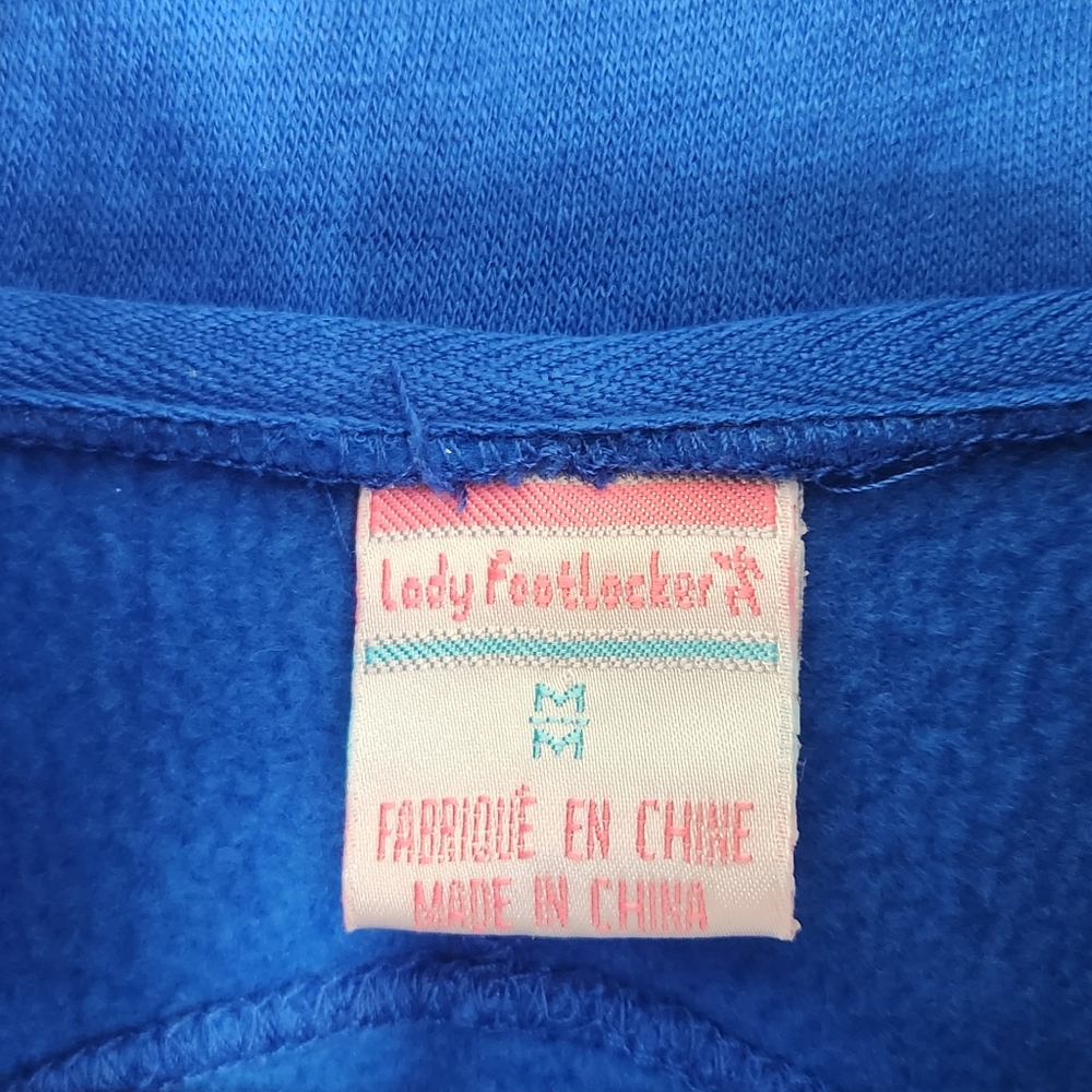 Vintage 80s 90s Blue Floral Lady Footlocker Sweatshirt Quarter Zip Cottagecore - Picture 4 of 7